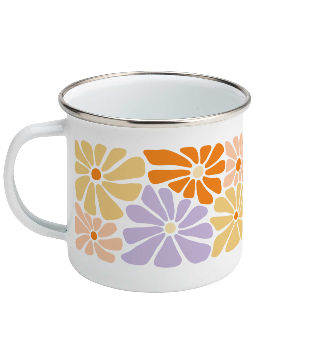 Emaille Mok - Pastel bloemen