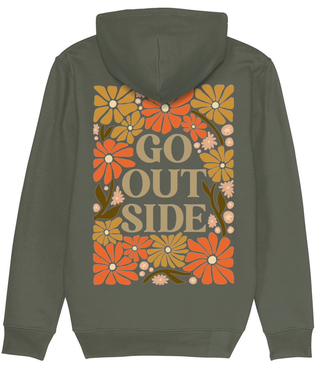 Hoodie - Go Outside bloemenpatroon