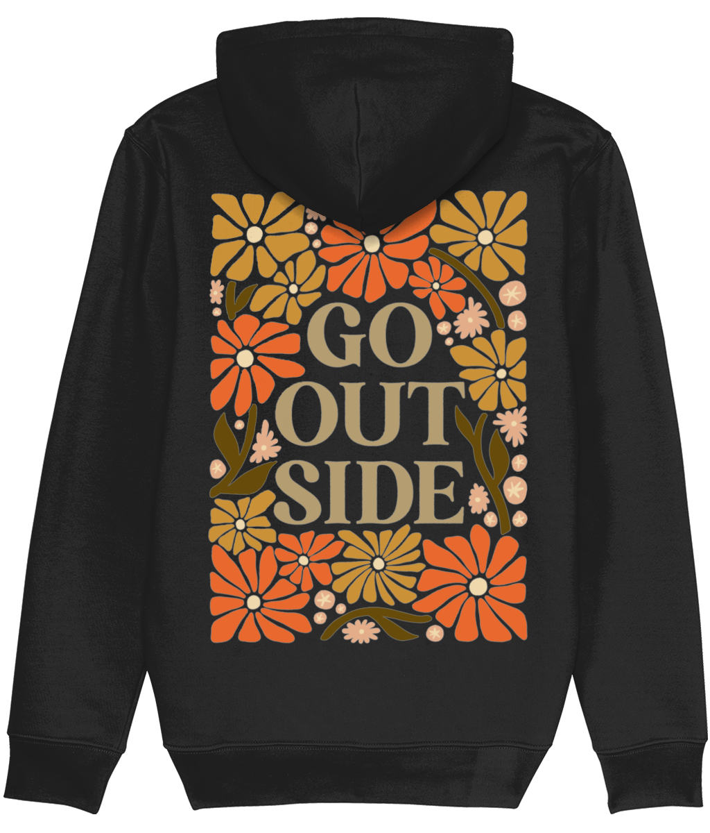 Hoodie - Go Outside bloemenpatroon
