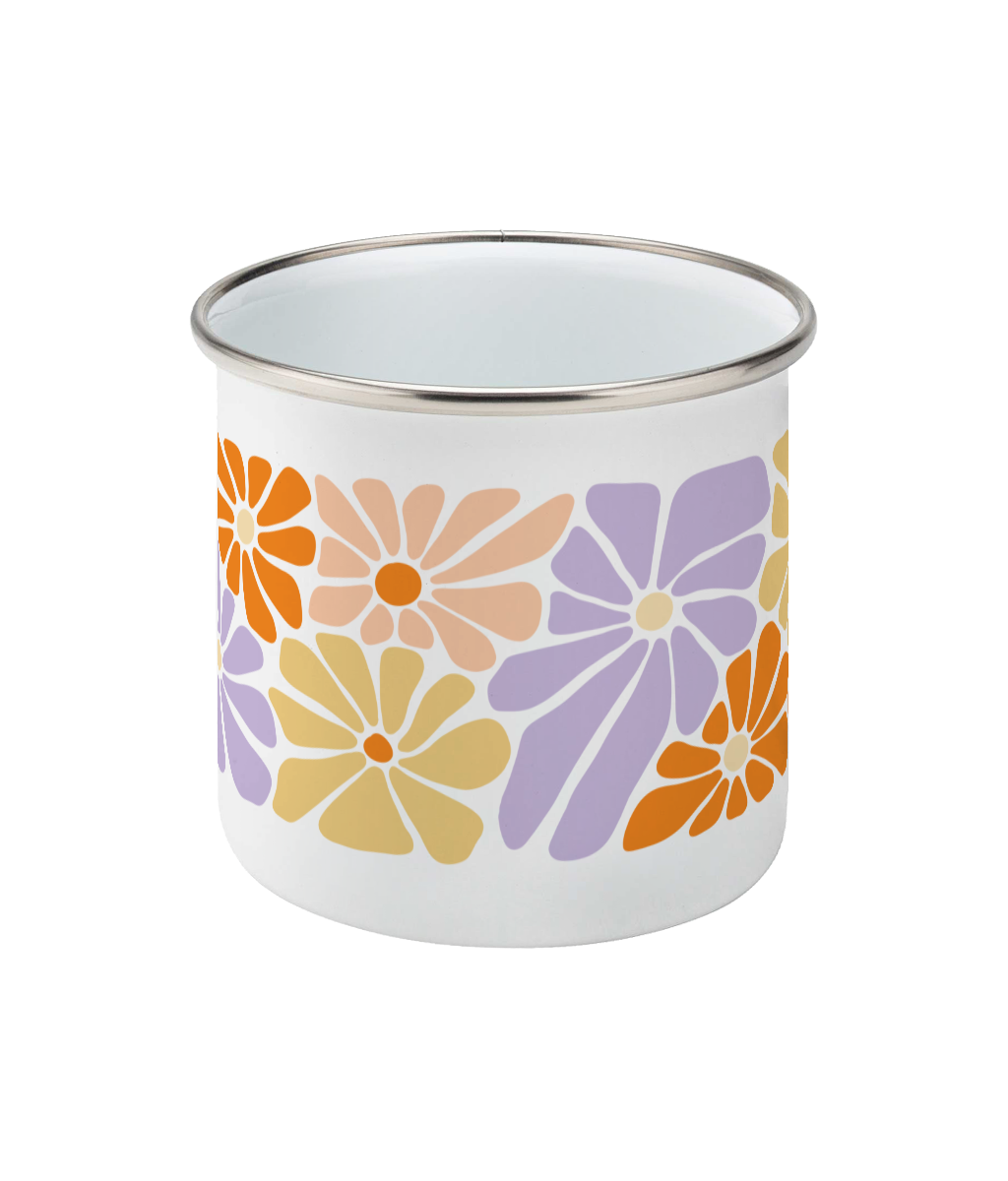 Emaille Mok - Pastel bloemen
