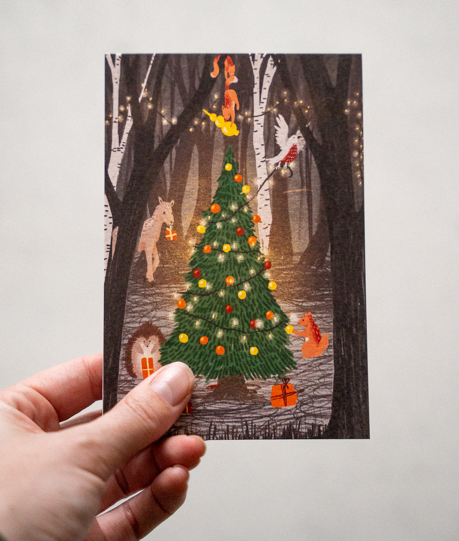 Kerstkaarten set van 5 - Cosy illustraties