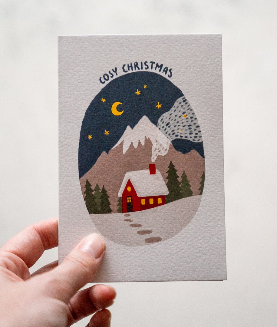 Kerstkaarten set van 5 - Cosy illustraties