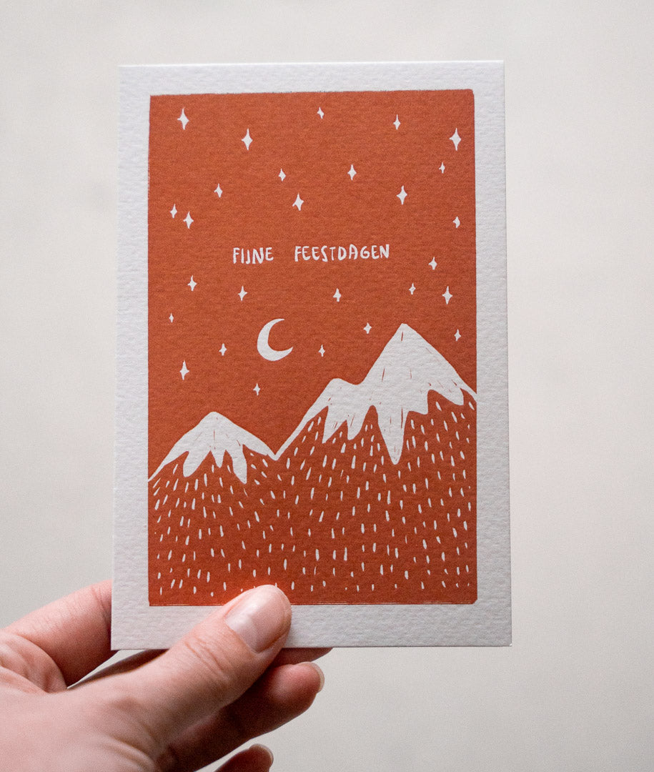 Kerstkaarten set van 5 - Minimalistische bergen