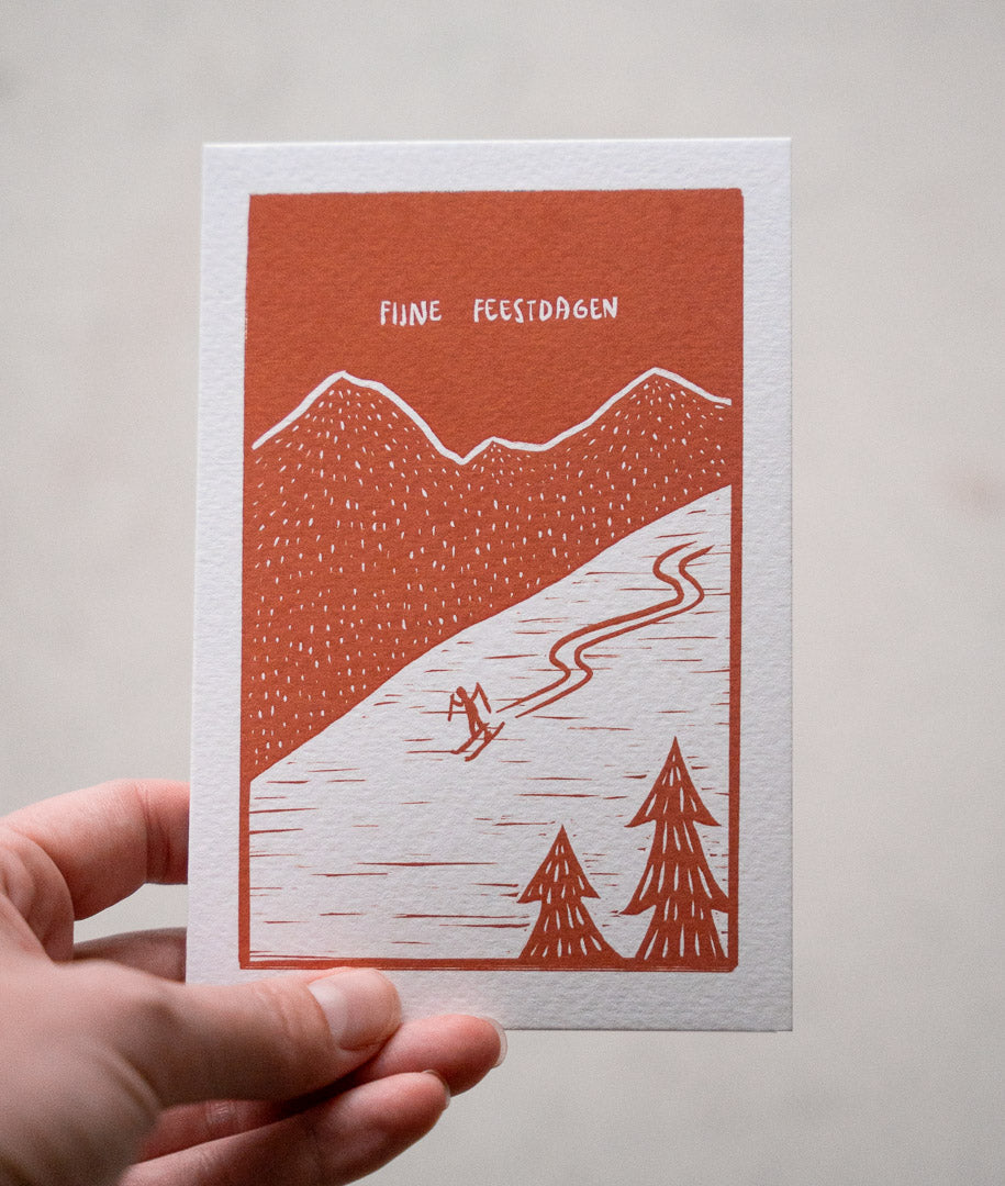 Kerstkaarten set van 5 - Minimalistische bergen