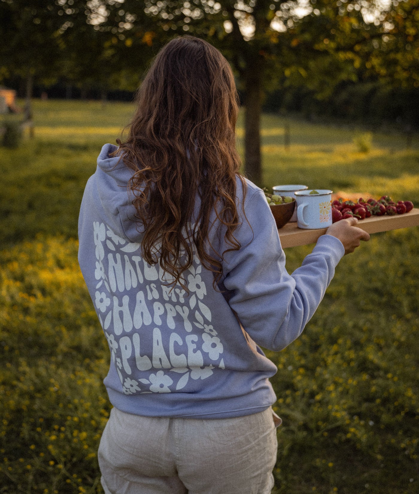 "Nature is my happy place" Hoodie - Bio katoen