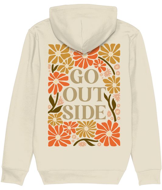 Hoodie - Go Outside bloemenpatroon