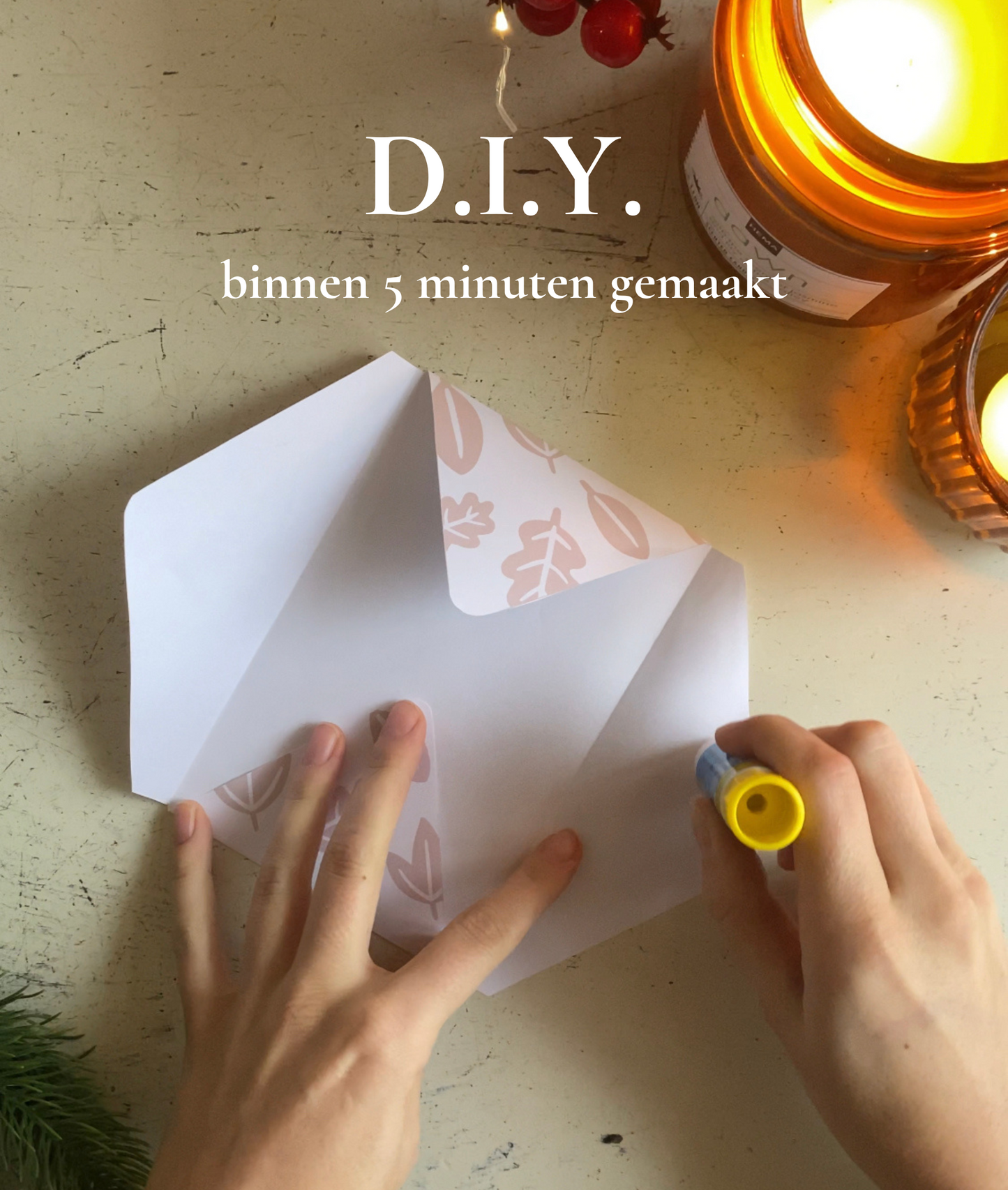 DIY Printbare envelop - Blaadjes