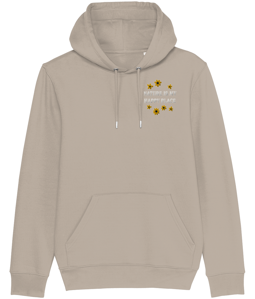 Geborduurde Hoodie bloemen - Logo links - Bio katoen
