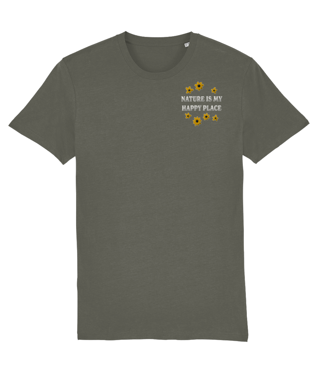 Geborduurd shirt bloemen - Logo links - Bio katoen