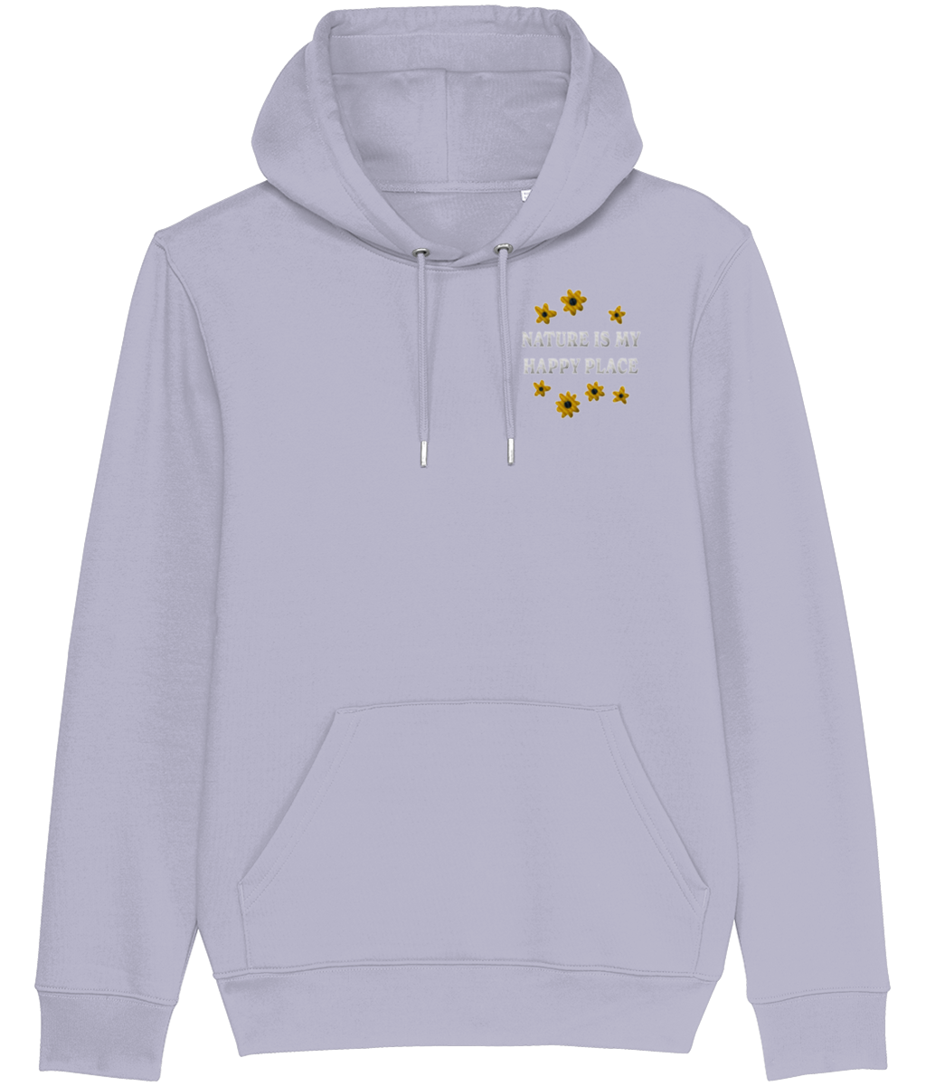 Geborduurde Hoodie bloemen - Logo links - Bio katoen