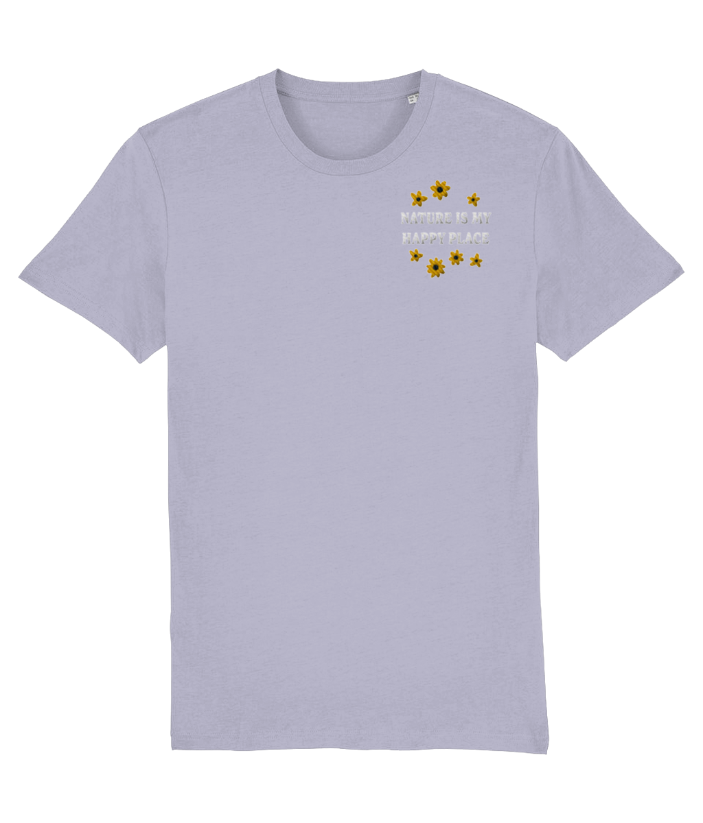Geborduurd shirt bloemen - Logo links - Bio katoen