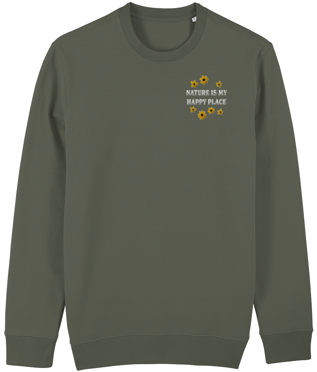 Geborduurde Sweater bloemen - Logo links - Bio katoen