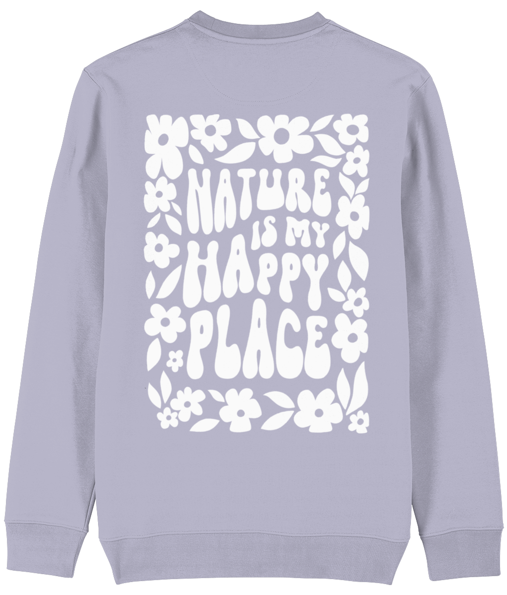 "Nature is my happy place" Sweater - Bio katoen