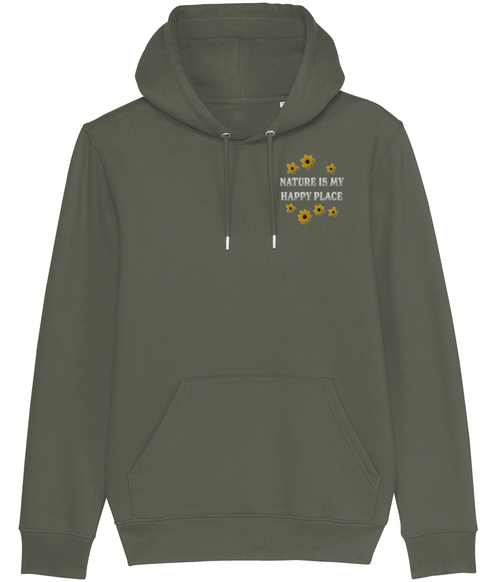 Geborduurde Hoodie bloemen - Logo links - Bio katoen