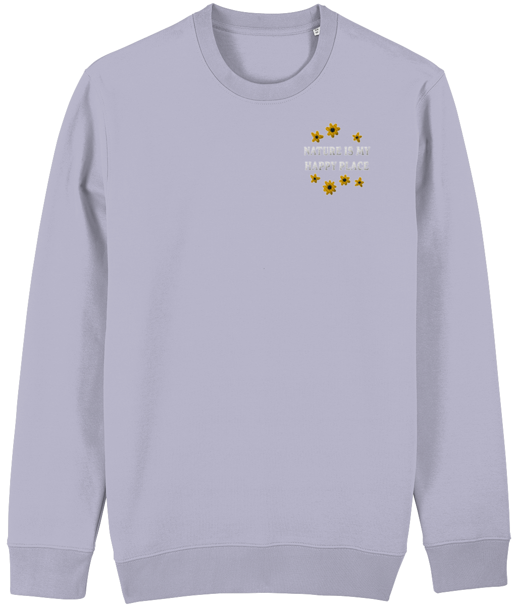 Geborduurde Sweater bloemen - Logo links - Bio katoen