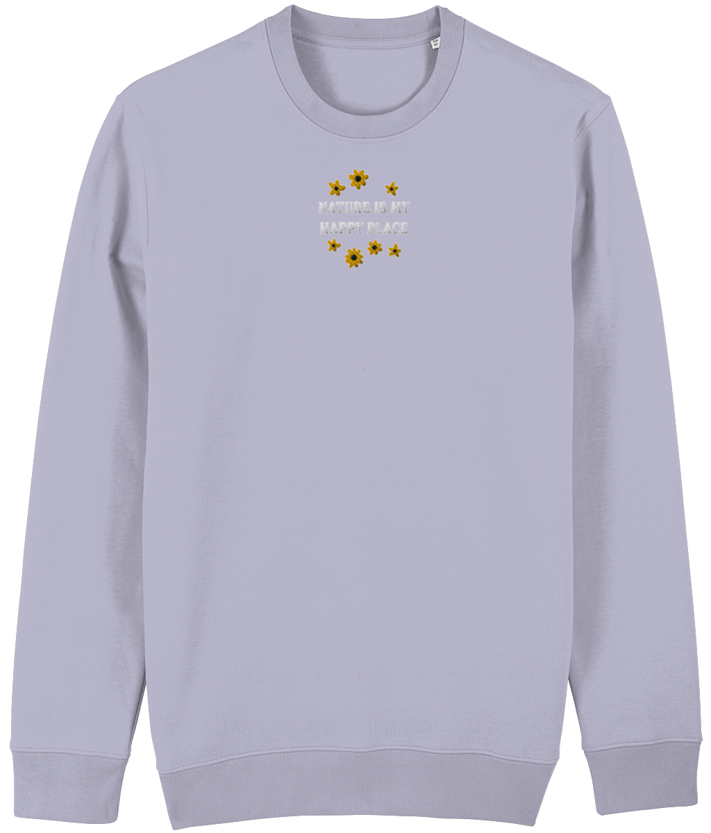 Geborduurde Sweater bloemen - Logo midden - Bio katoen