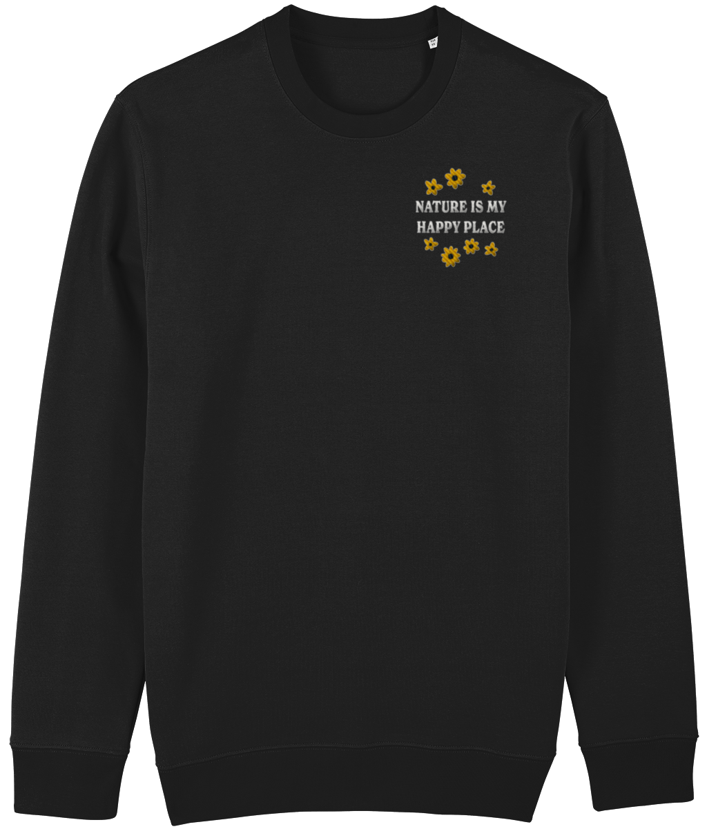 Geborduurde Sweater bloemen - Logo links - Bio katoen
