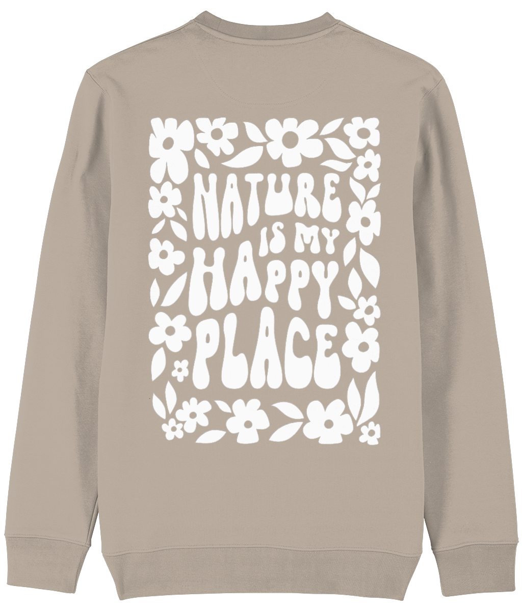 "Nature is my happy place" Sweater - Bio katoen