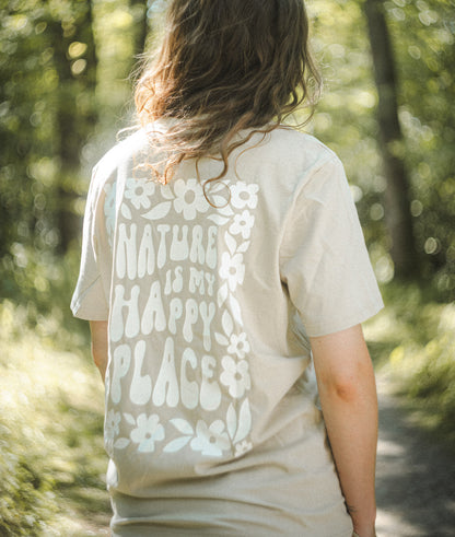 "Nature is my happy place" Shirt - Bio katoen