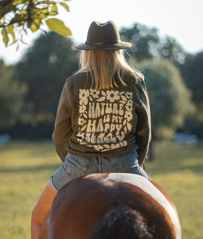 "Nature is my happy place" Sweater - Bio katoen