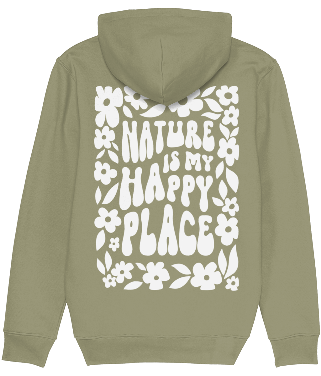 "Nature is my happy place" Hoodie - Bio katoen