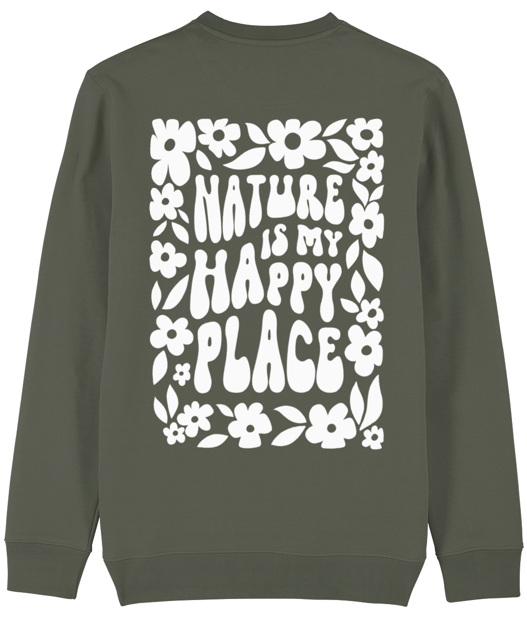 "Nature is my happy place" Sweater - Bio katoen